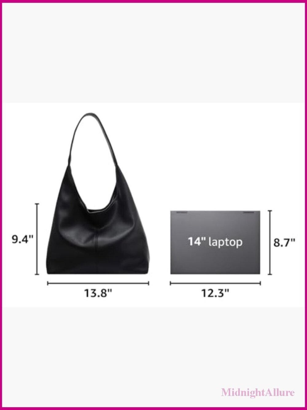 Slouchy Hobo Tote Bag Set - Soft PU Leather Shoulder Purse 2-Pack - Picture 3 of 7